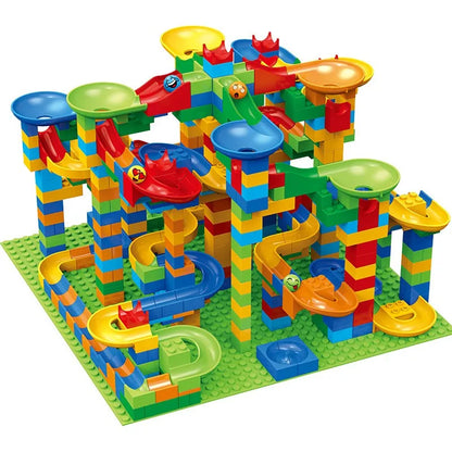 Building Block Marble Run Set for Kids Ages 3+ | STEM Construction Track Kit Develops Logic & Fine Motor Skills