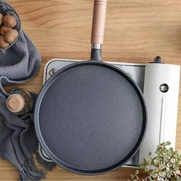 Poêle à crêpes durable en fonte pour cuisinières à gaz et électriques