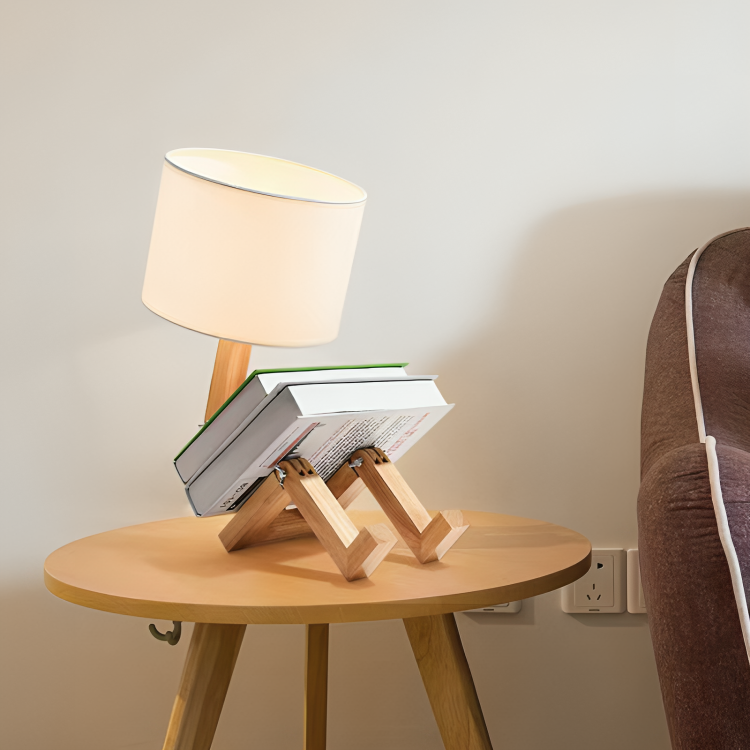 Modern Floor Lamp with Built-In Wood Shelf for Reading & Storage | Space-Saving Design for Living Room, Bedroom & Home Office | White &