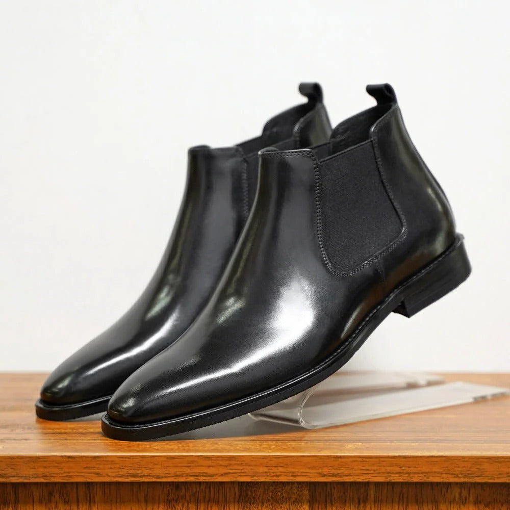 Bottes Chelsea homme en cuir marron à élastiques sur les côtés