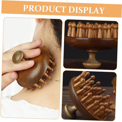Peigne en bois avec fonctions de massage et de grattoir pour cuir chevelu