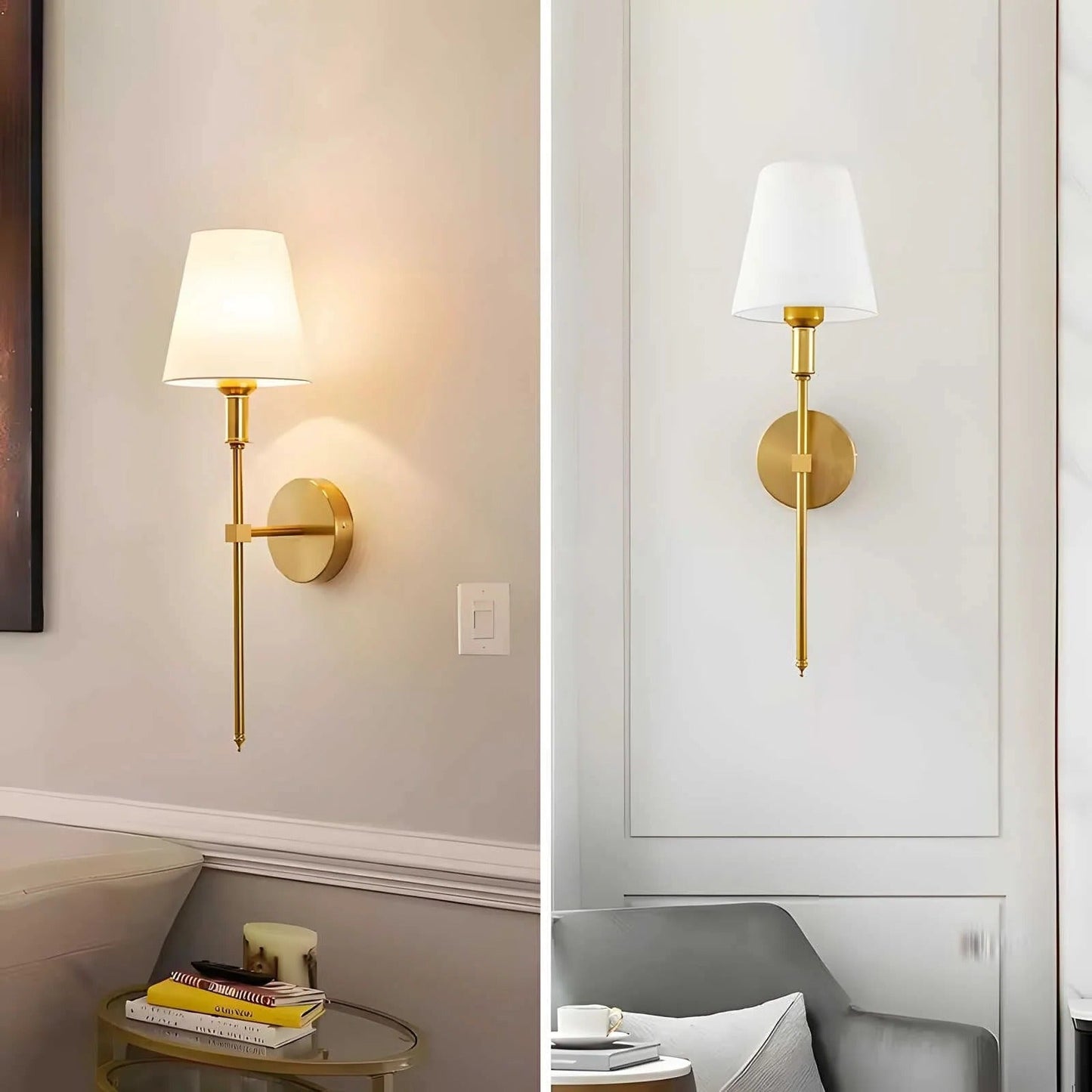 Lot de 2 appliques murales sans fil faciles à installer