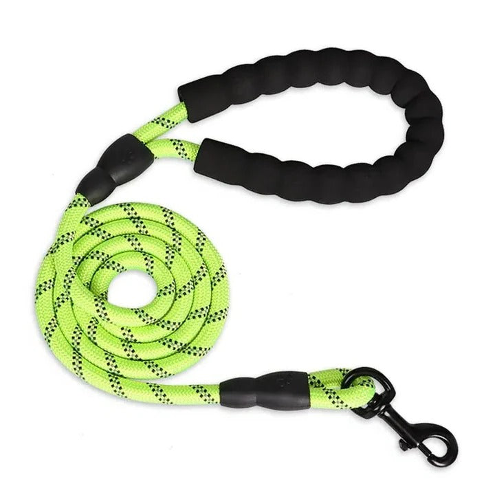 Laisse pour chien à prise confortable avec ligne de sécurité réfléchissante