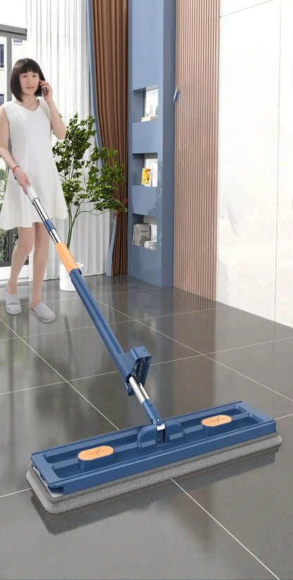 Rotating Flat Mop with Hands-Free Wringing System for Hardwood Tile Laminate | Triangle Head Corner Cleaner | Microfiber Floor Cleaning