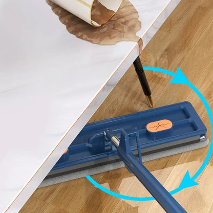 Rotating Flat Mop with Hands-Free Wringing System for Hardwood Tile Laminate | Triangle Head Corner Cleaner | Microfiber Floor Cleaning