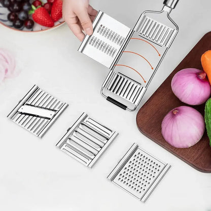 Handheld Vegetable Grater Stainless Steel 4-Piece Kitchen Slicer Set for Cheese Carrots Potatoes Zucchini Prep Tool for Home Cooking