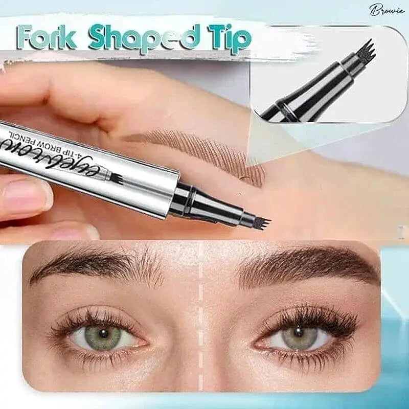 Four-Prong Precision Brow Defining Pencil with Long-Lasting 36-Hour Wear for Natural Hair-Like Strokes and Fuller Arches