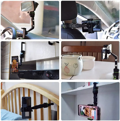 Clip-On Car Mirror Mount for Smartphone GPS Navigation Universal Adjustable Cell Phone Cradle 360° Swivel Dashboard Accessory