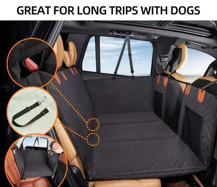Dog Car Seat Cover Waterproof Backseat Extender Protector with Memory Foam for SUV Truck Travel Universal Fit Tear-Resistant Pet Mat