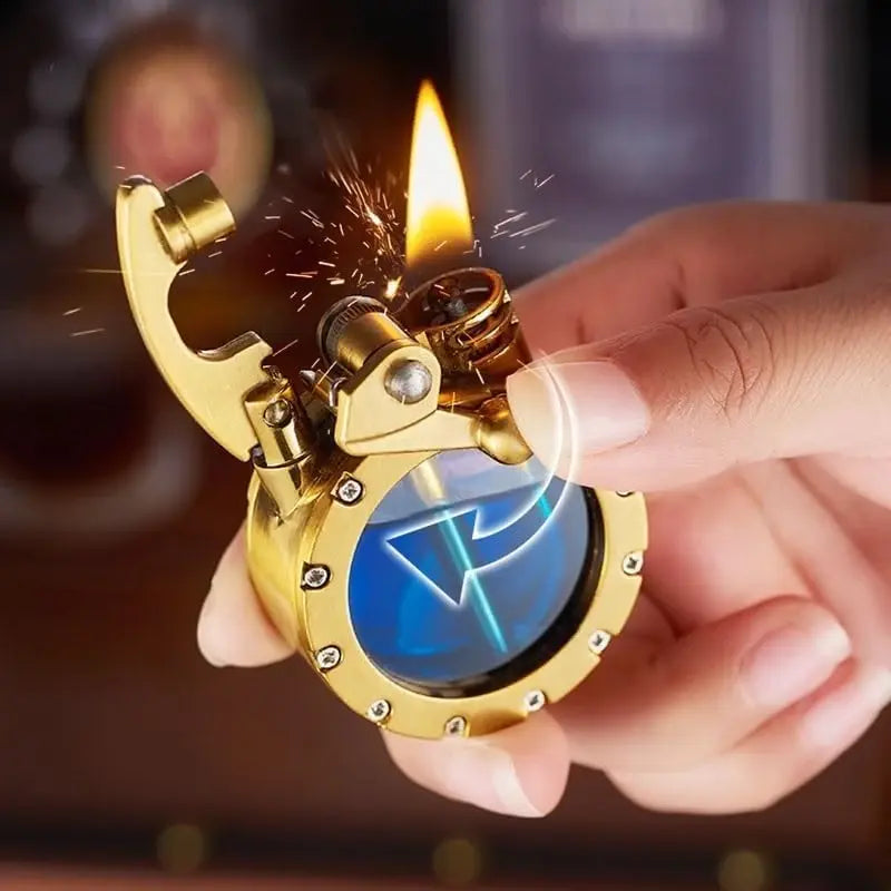 Classic See-Through Fuel Lighter with Metal Construction for Everyday Use and Collecting