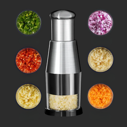 Press-Action Veggie Dicer with Enclosed Container for Onions, Garlic & More | Safe, Tear-Free Meal Prep Tool for Home Cooks & Busy Families