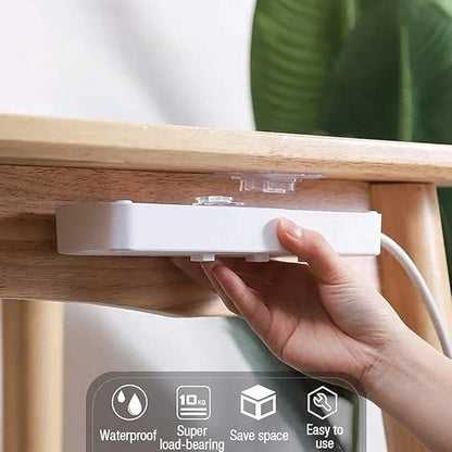 Clear Wall Mount Hooks 10-Pack Peel and Stick Organizers for Cable Management Router Power Strip Holder Home Office Décor