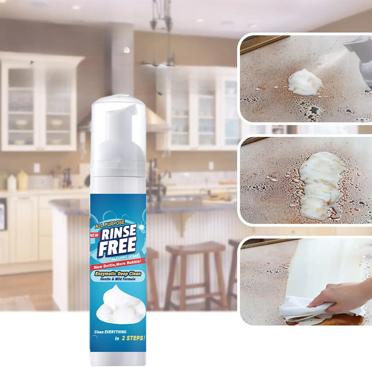 Heavy-Duty Kitchen Degreaser Spray for Ovens, Range Hoods, Stainless Steel, Countertops & Appliances – Rinse-Free Formula for Fast Cleaning