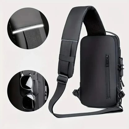 Compact Sling Bag with Combination Lock for Men and Women Crossbody Security Chest Pack for Travel Commute Outdoors