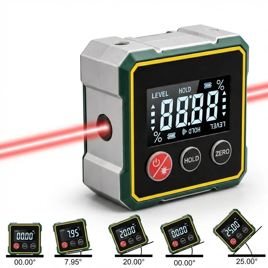 Magnetic Angle Finder with Dual Laser Lines for Walls, Shelves & TV Mounting - Precision Slope Meter for DIY Home Projects & Leveling