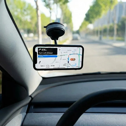 Car Dashboard Cell Phone Mount with 360° Rotation and Vacuum-Lock Base for iPhone & Android | Hands-Free Windshield Holder