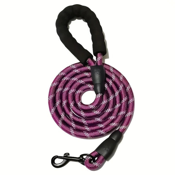 Laisse pour chien à prise confortable avec ligne de sécurité réfléchissante