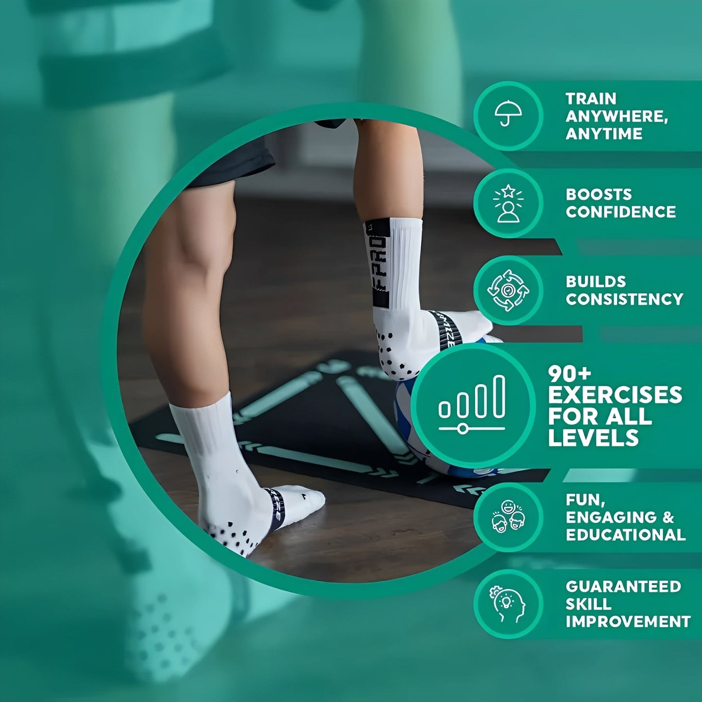 Tapis d'entraînement de football professionnel avec vidéos de coaching en ligne