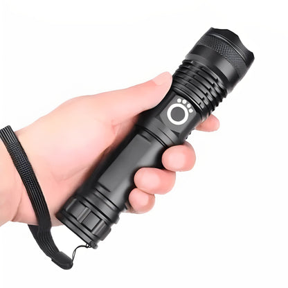 Lampe torche LED lumineuse et réglable avec batterie rechargeable