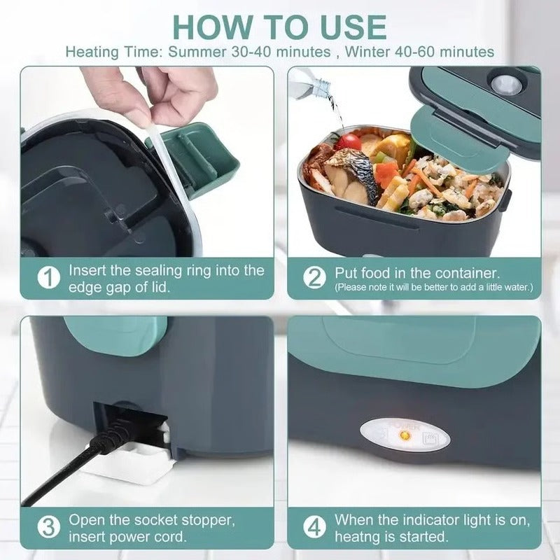 Boîte à lunch chauffante compacte pour voiture et maison