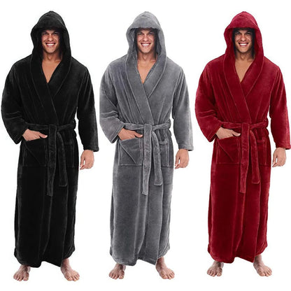 Peignoir à Capuche Polaire Doux pour Hommes avec Poches