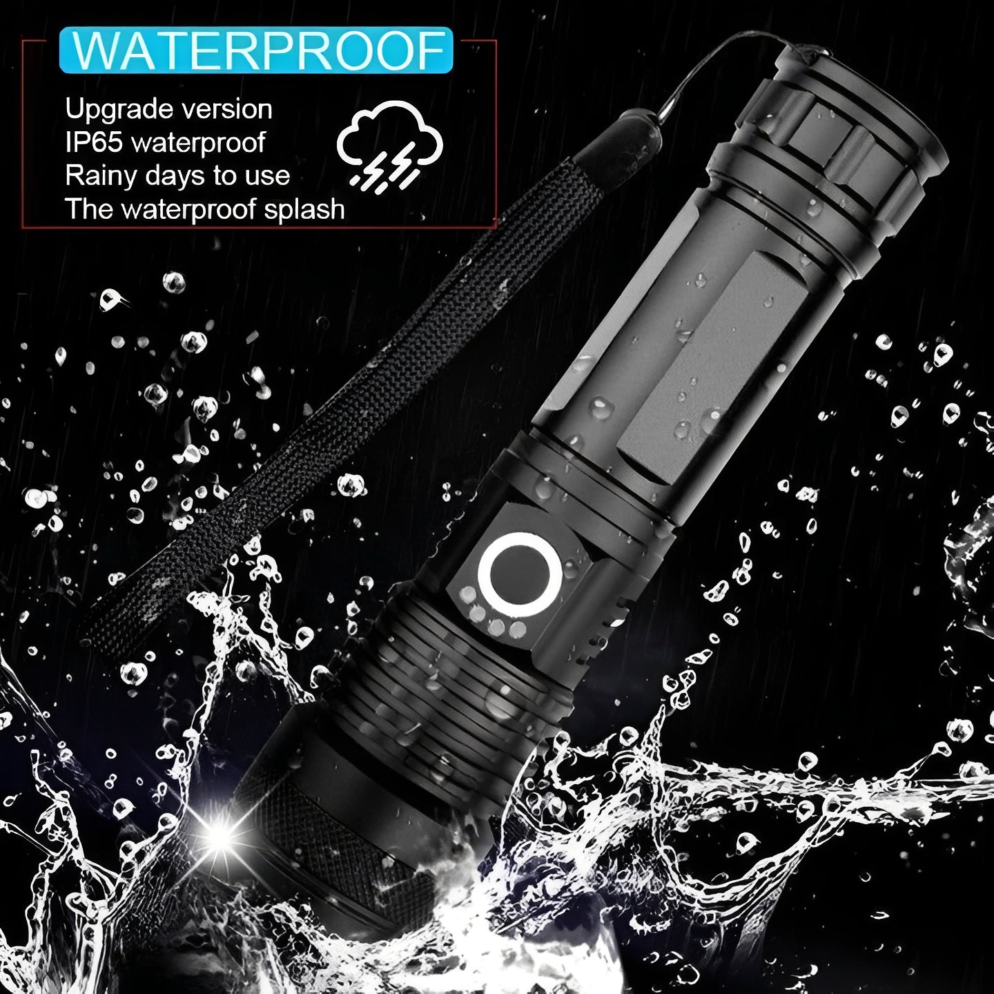 Lampe torche LED lumineuse et réglable avec batterie rechargeable