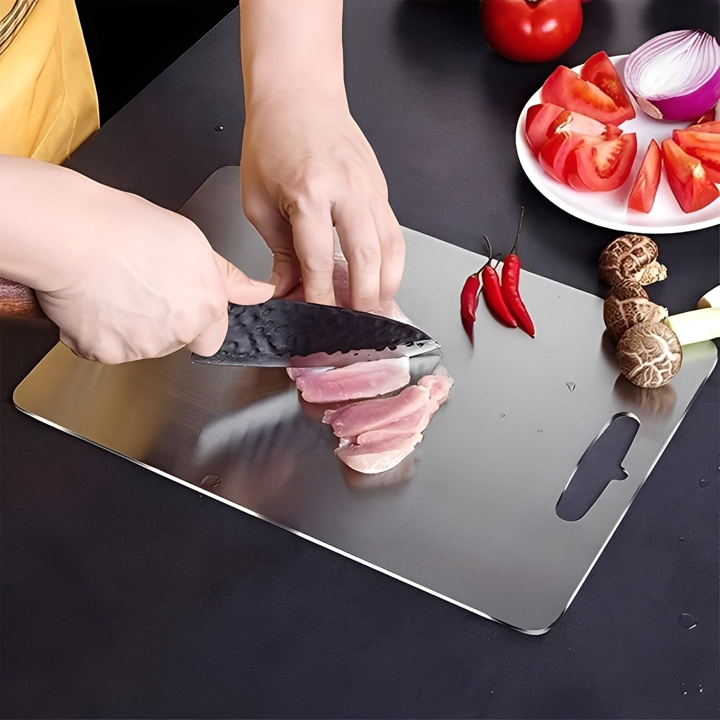 Planche à découper de cuisine durable en acier inoxydable