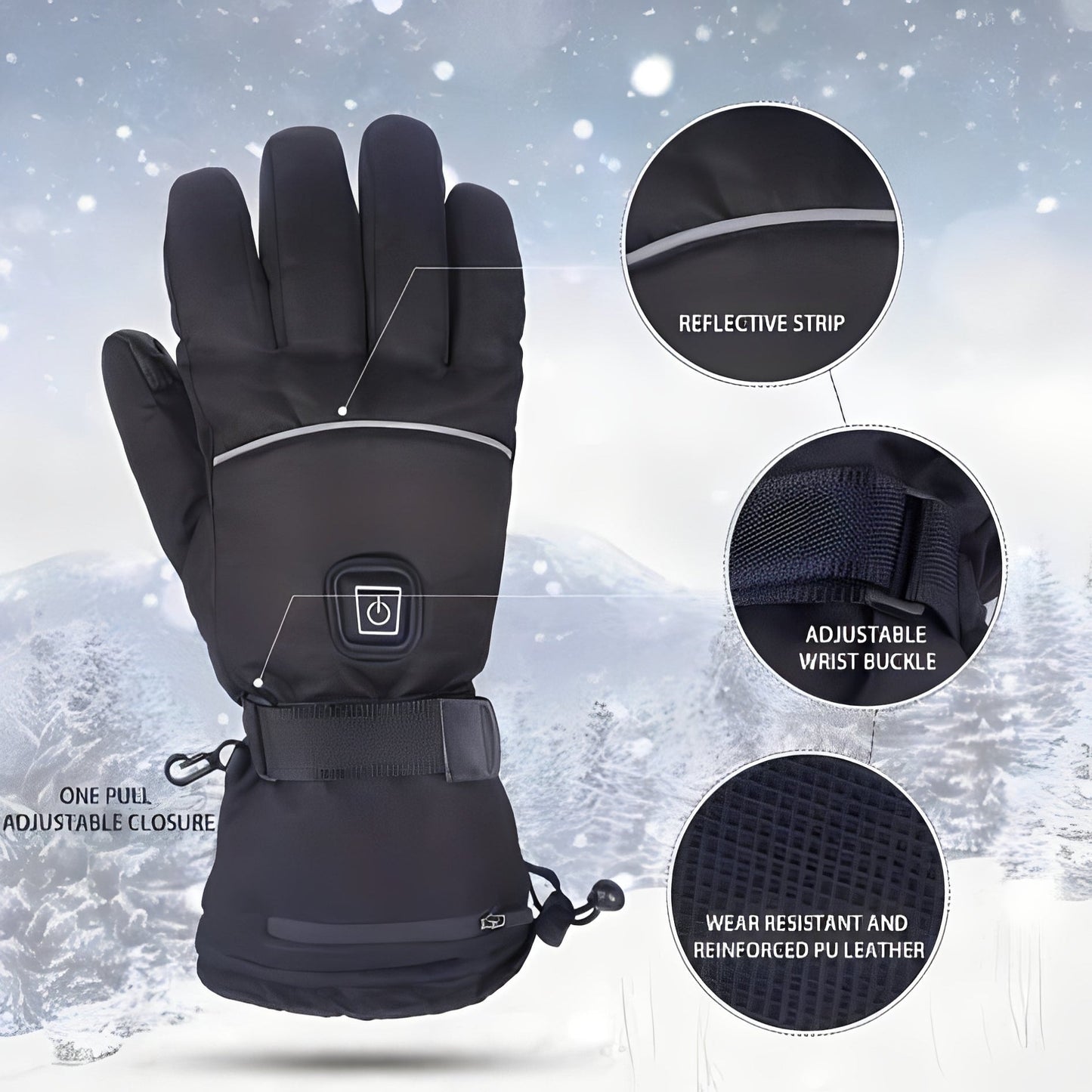 Gants chauffants isolés imperméables pour hommes et femmes