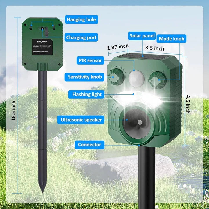 Répulsif antiparasitaire efficace pour le jardin avec 5 modes sonores