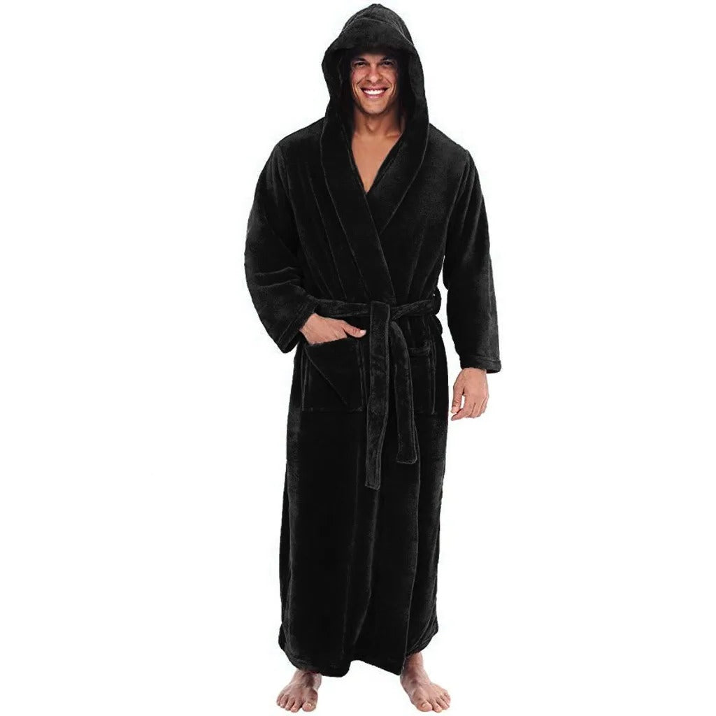Peignoir à Capuche Polaire Doux pour Hommes avec Poches