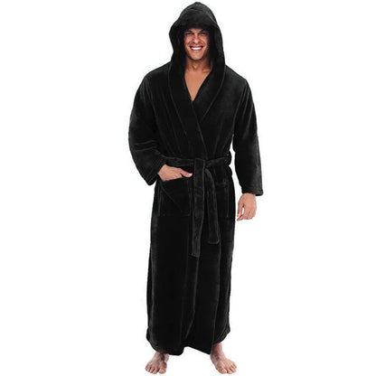 Peignoir à Capuche Polaire Doux pour Hommes avec Poches