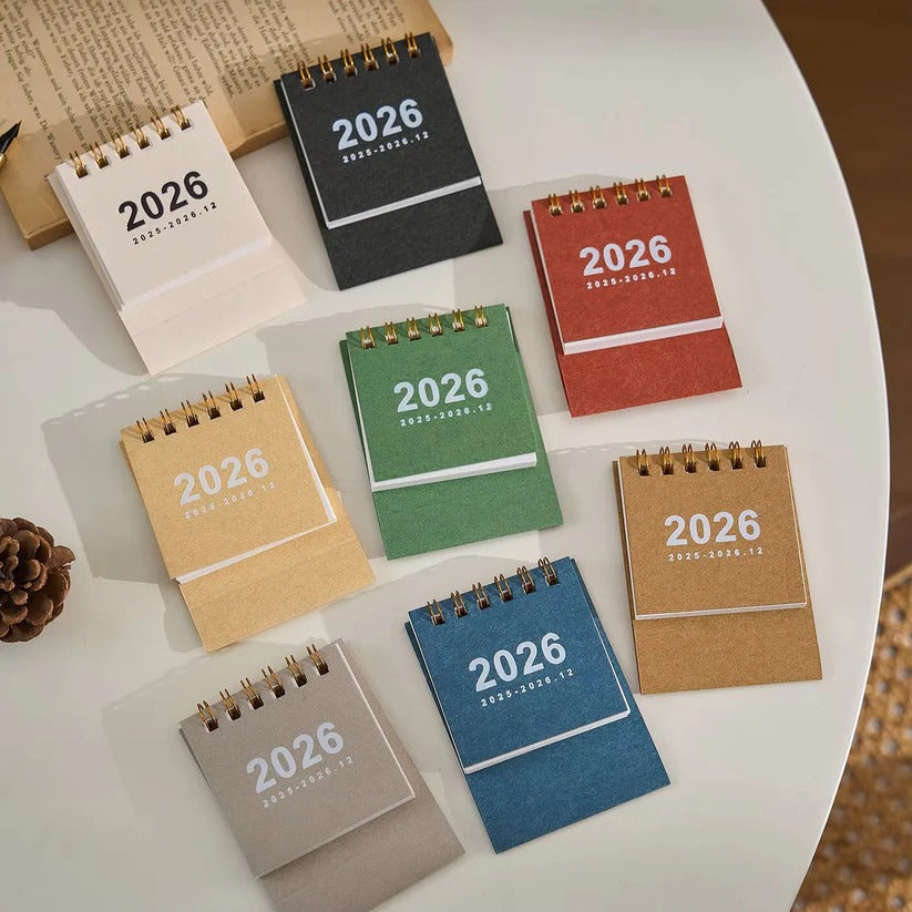 Calendrier de bureau compact 2026 avec support pour la maison et le bureau