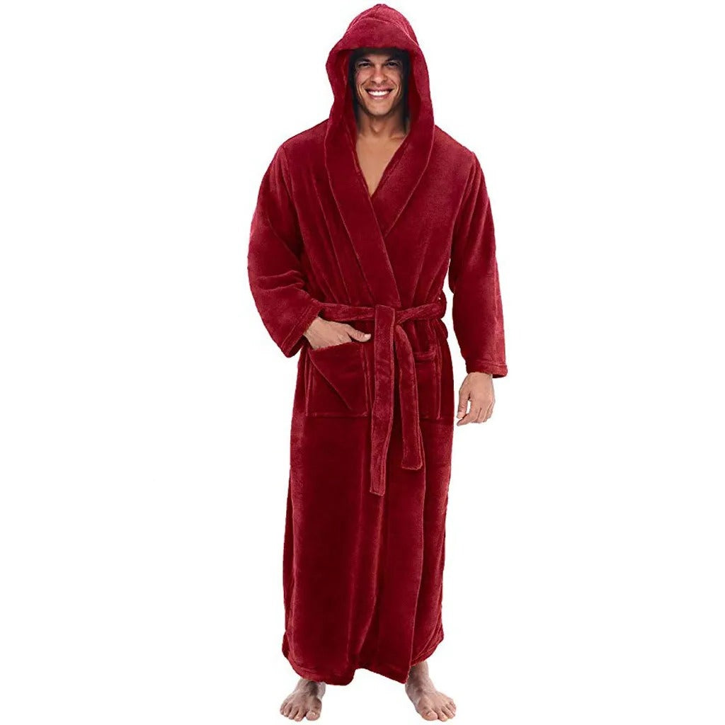 Peignoir à Capuche Polaire Doux pour Hommes avec Poches