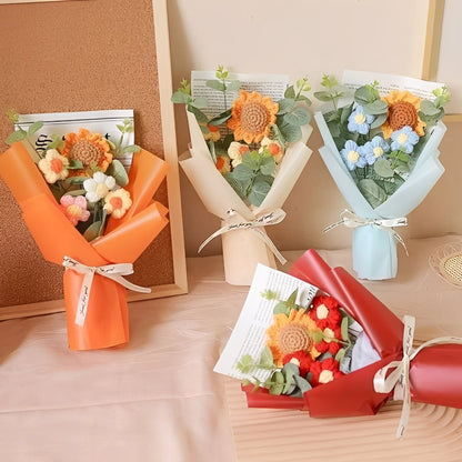 Magnifique composition de fleurs au crochet