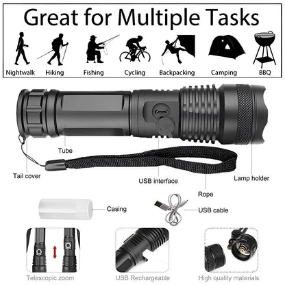 Lampe torche LED portable avec lumière vive focalisable