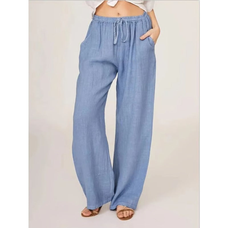 Pantalon en coton ample et confortable pour femme avec poches