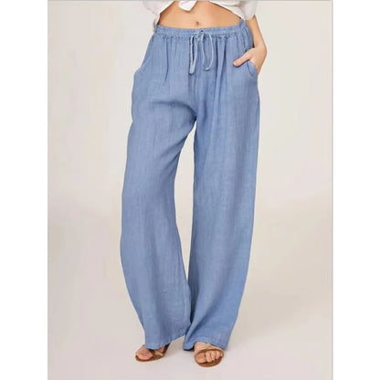 Pantalon en coton ample et confortable pour femme avec poches