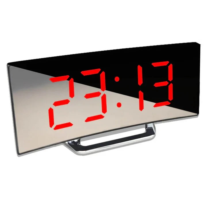 Contoured LED Clock Radio with Dimmable Display - Ortekor