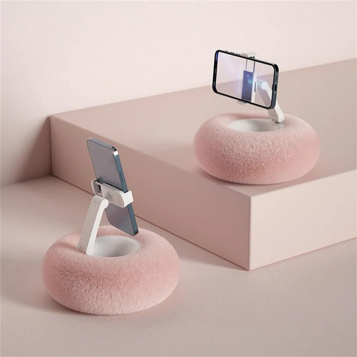 Support souple pour téléphone avec plateau à collation détachable