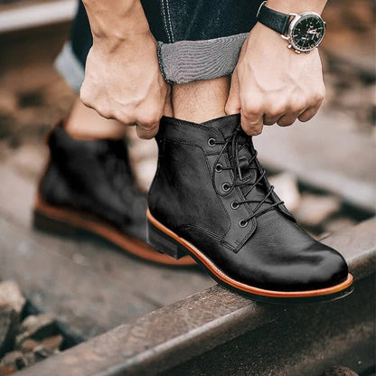 Bottes de travail confortables en cuir pour hommes avec soutien de la voûte plantaire