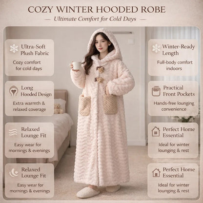Robe de chambre douillette à capuche en peluche pour femme, vêtements d'intérieur confortables