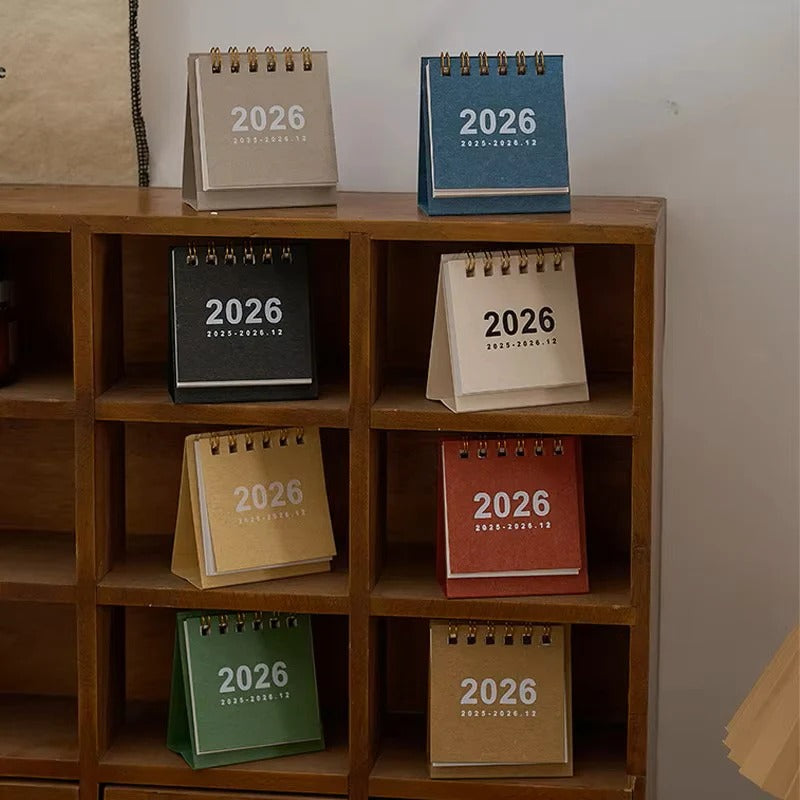 Calendrier de bureau compact 2026 avec support pour la maison et le bureau