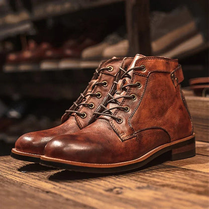 Bottes de travail confortables en cuir pour hommes avec soutien de la voûte plantaire