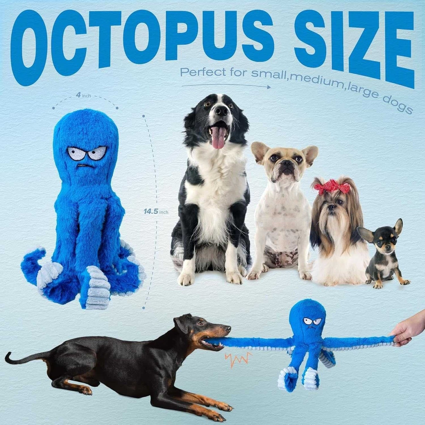 Jouet à mâcher en peluche Pieuvre avec couineur pour chiens