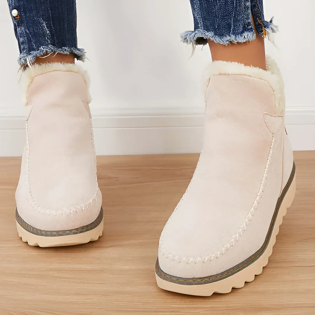 Bottes d'hiver imperméables isolantes à la cheville avec intérieur en fausse fourrure