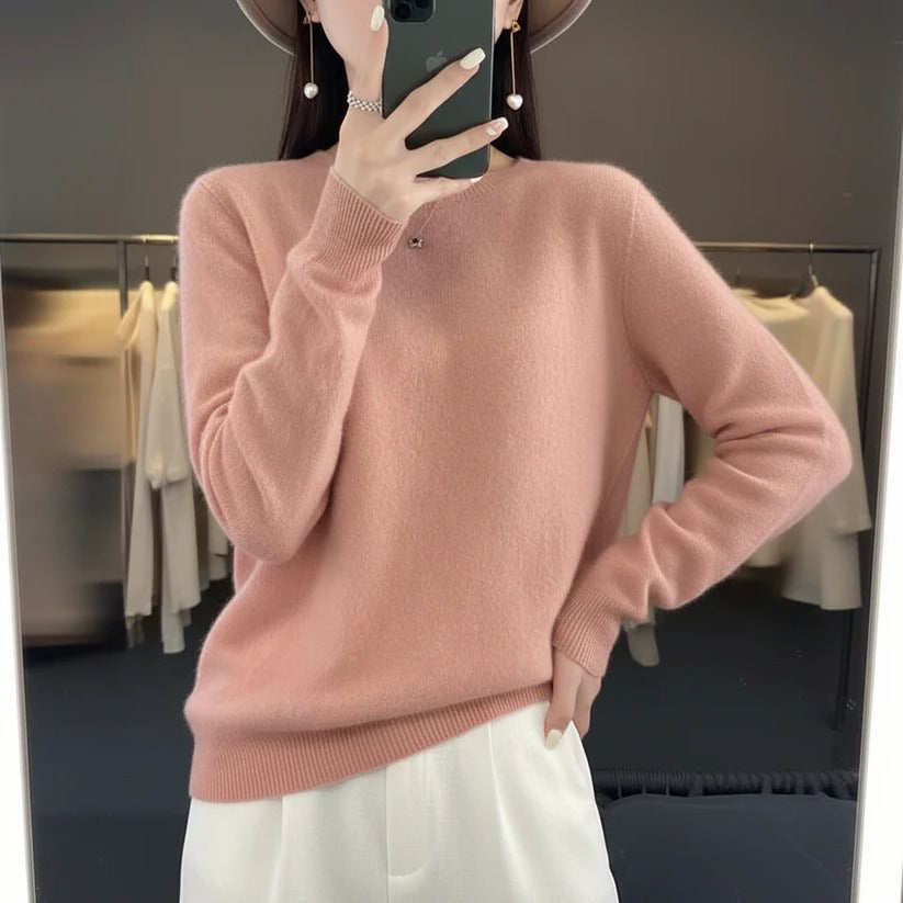 Pull ras du cou en cachemire doux pour femme