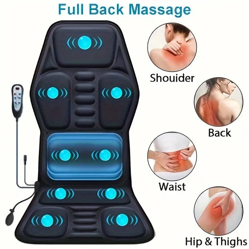 Coussin de massage chauffant avec vibrations et soutien lombaire
