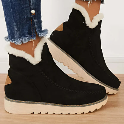Bottes d'hiver imperméables isolantes à la cheville avec intérieur en fausse fourrure