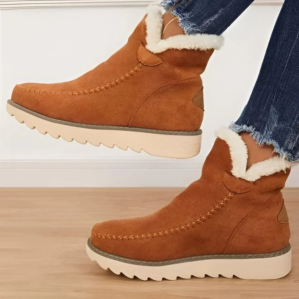 Bottes d'hiver imperméables isolantes à la cheville avec intérieur en fausse fourrure