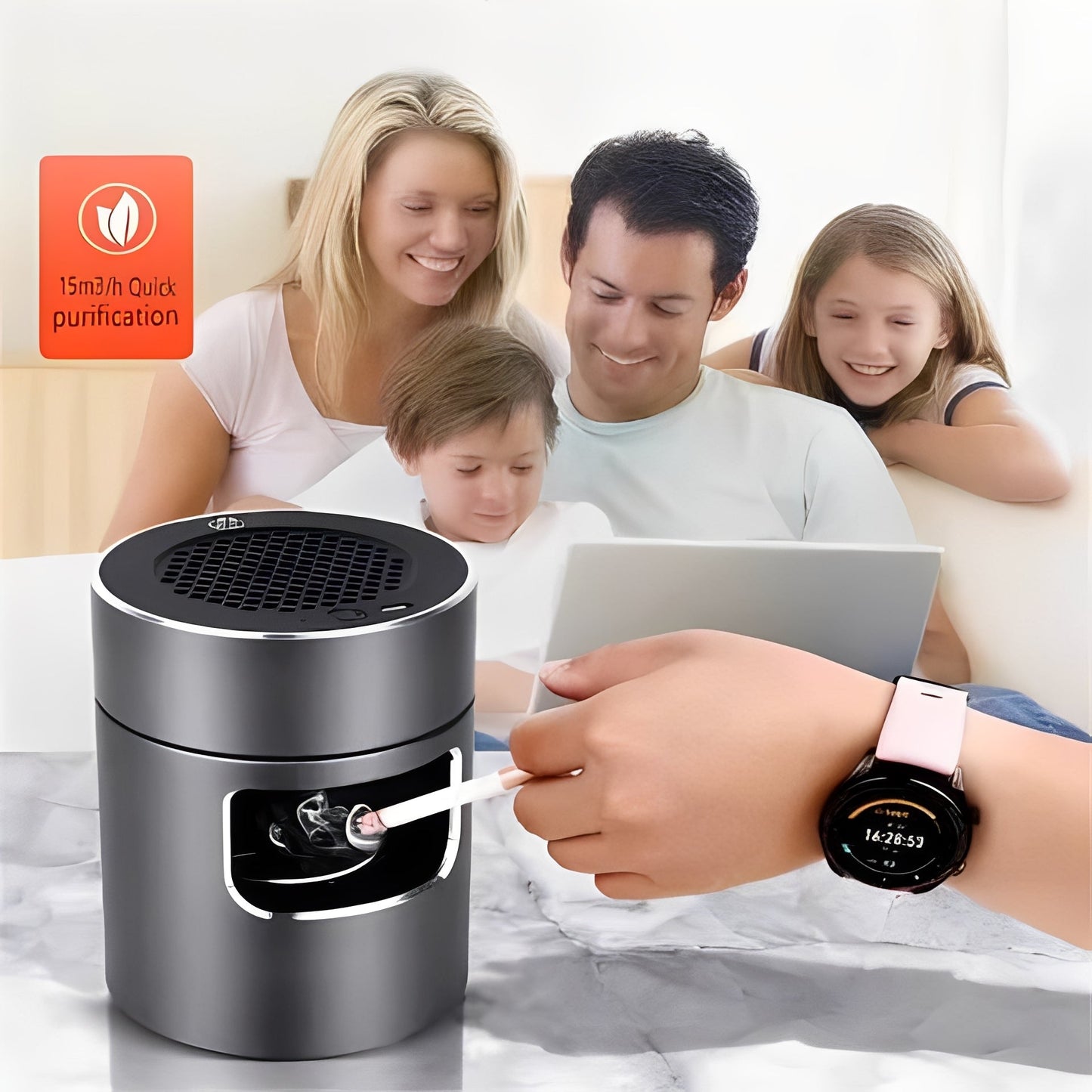 Cendrier purificateur d'air portable avec chargement USB